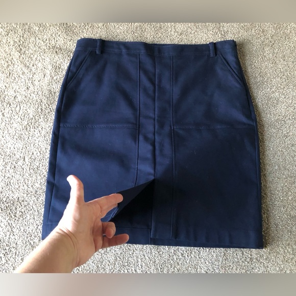 Anne Klein Skirt sz 12 Workwear Career Pencil Straight Pockets Navy Classic - Picture 4 of 12